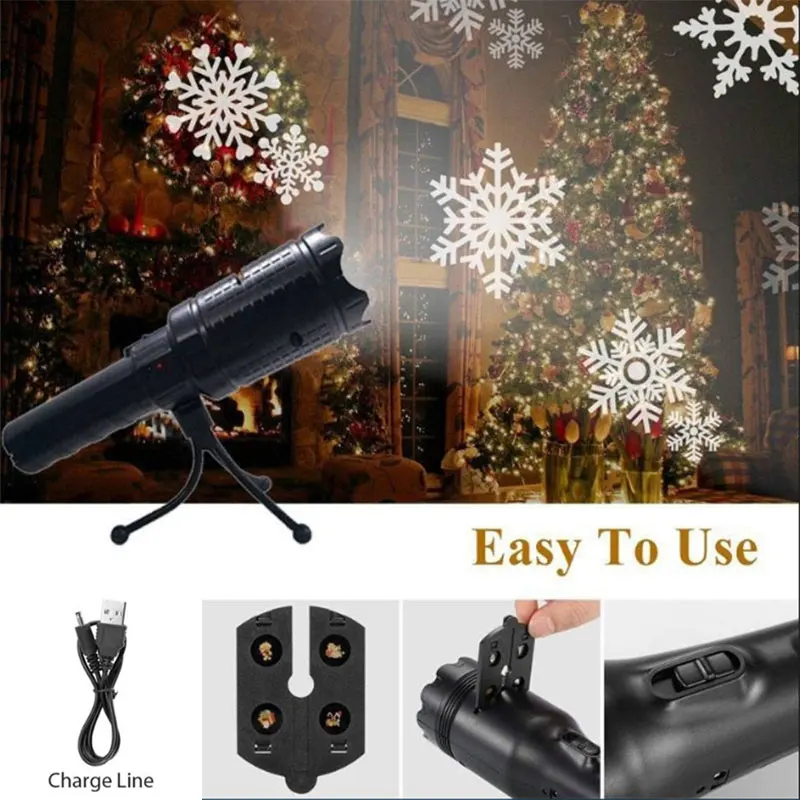 

LED Flashlight Moving Christmas Birthday Portable Garden Waterproof Indoor Landscape Light Beautiful Party Xmas Projector Lamp