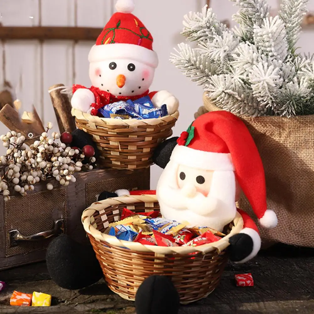 Новогодняя Коллекция года, Рождественская корзина для хранения конфет-бара, корзина для кукол, сумка с ручкой, коробка для свадебных торжеств, украшение Санта-Клауса, корзина для сладостей