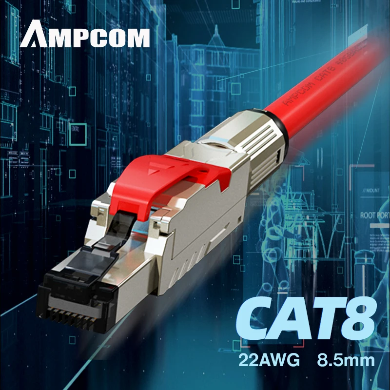 AMPCOM сетевой RJ45 Ethernet кабель компьютерный 10 Гбит/с Cat8 Cat7 Cat6A предварительно