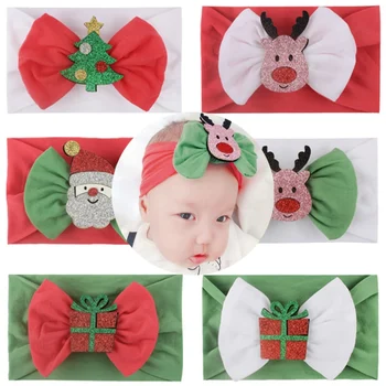 

Cute Baby Girls Boys Christmas Cartoon Headband Bowknot Design Elastic Headwear Apparel Photography Prop Party Gift