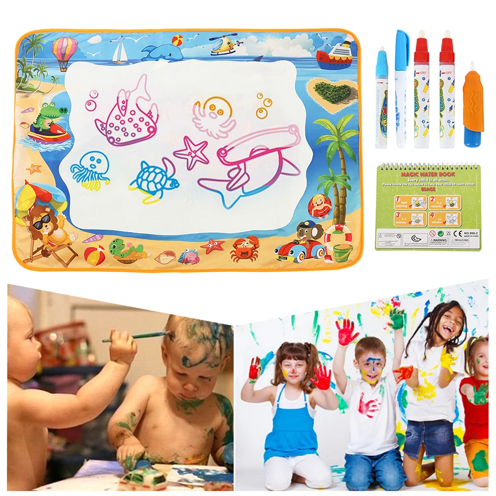 

100*70 Doodle Mat with Play Pen EVA Rubber Crafts Magic Water Drawing Aqua Mat Arts Kids Crafts Educational Toys for Boys