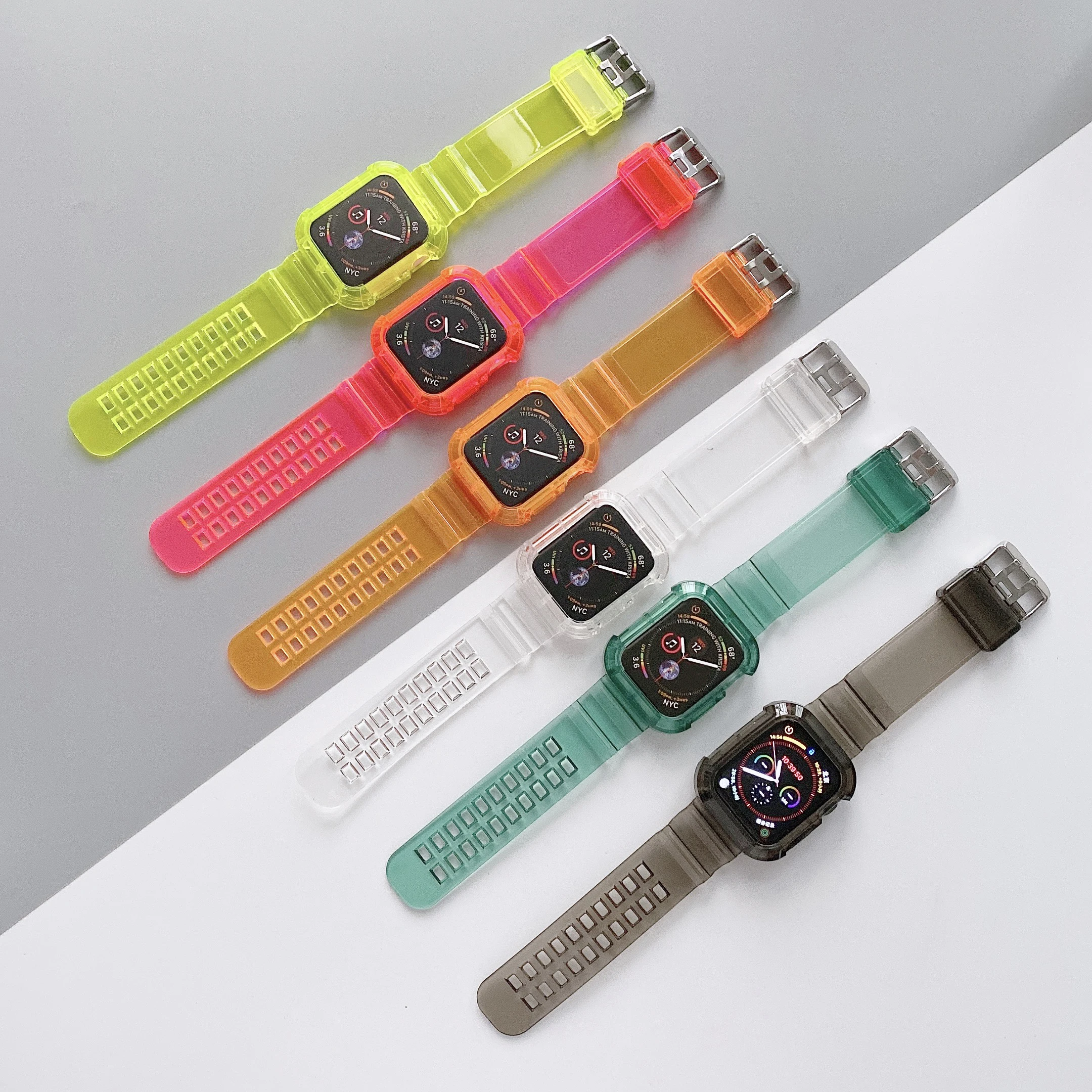 Ремешок спортивный для Apple Watch Band 6 Series 1 2 3 Iwatch 38 мм 42 serice 5 4 силиконовый прозрачный