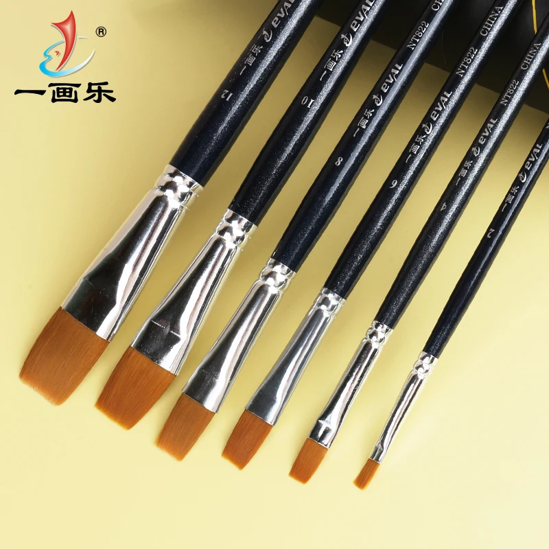 Eval Professional Nylon Flat 6pcs Artists Brushes Acrylic Oil Paint Brush For Art Supplies Watercolor Set DIY Drawing Supplies