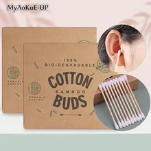 100PCS/Box Double Head Cotton Swab Bamboo Sticks Cotton Swab Disposable Buds Cotton For Beauty Makeup Nose Ears Cleaning