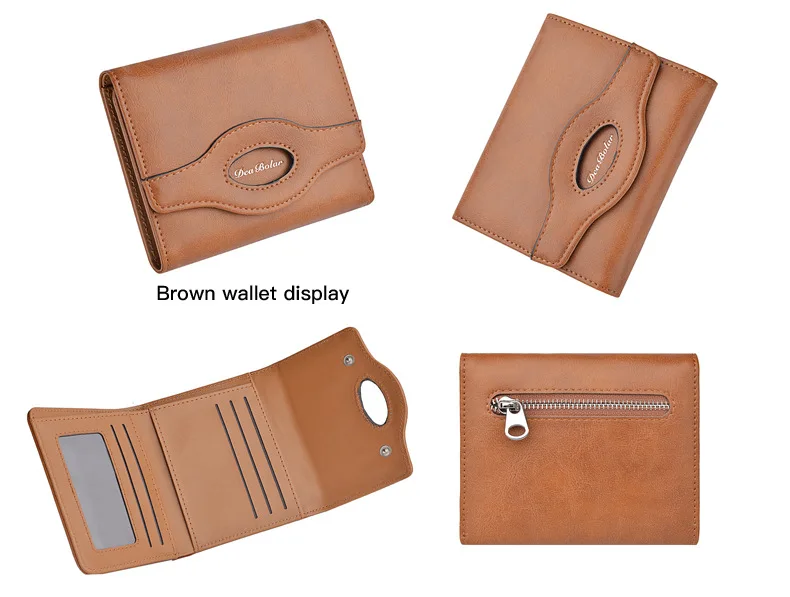 Hot Sale Hasp 3 Fold Vintage Multifunction Short Wallet Men Wallets Coin Pocket Zipper Man PU Leather Small Card Holder Photo