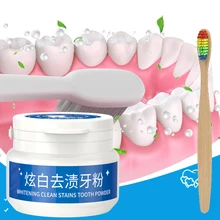 2PCS Teeth Whitening Powder Plaque Stains Cleaning Teeth Care Oral Hygiene Toothbrush Bleaching Teeth Powder Dental Tools