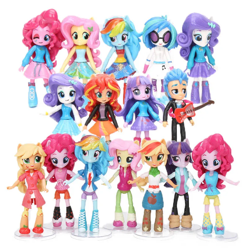 16pcs per set 12 см 9 шт. 7 шт. игрушки My Little Pony friendly Is Magic Pony Набор фигурок Twilight Sparkle Rainbow Dash Fluttershy модель куклы - Цвет: 16pcs per set