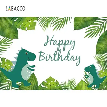 

Laeacco Dinosaur world Ferns Background Happy birthday Party Celebration Photography Customizable Backdrop For Photo Studio