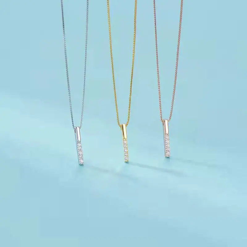 collares para mujer regalos para mujeres originales joyería mujer Colgante plata de ley 925 para mujer, collar de clavícula de una línea, geométrico largo, regalo de joyería para