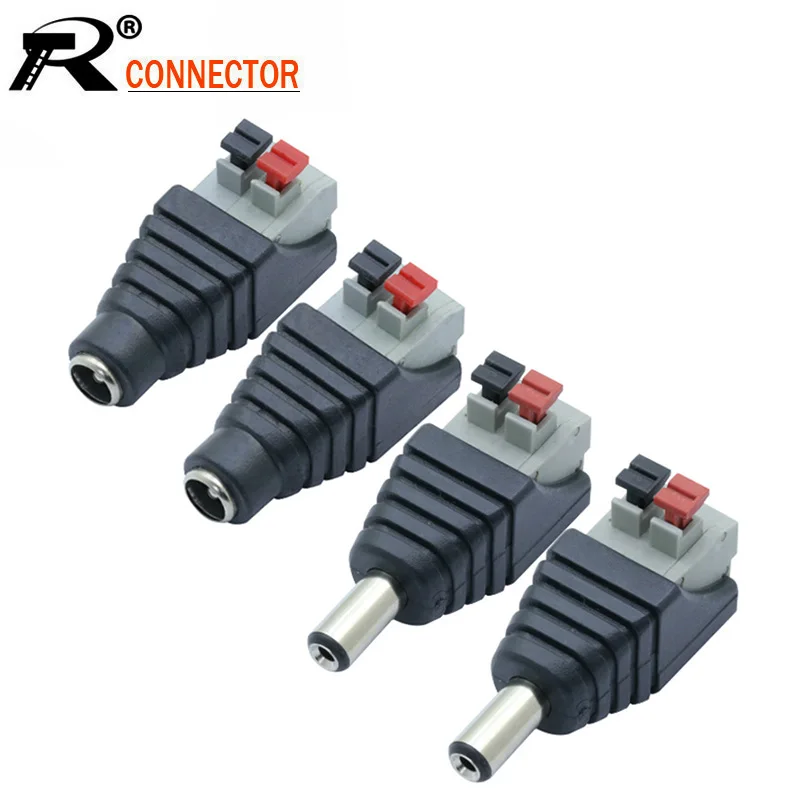 10PCS/lot DC Power Connector 5.5mmx2.1mm Male/Female 2 Poles AV Balun Terminal Adapter for LED Strip Light CCTV Camera | Обустройство