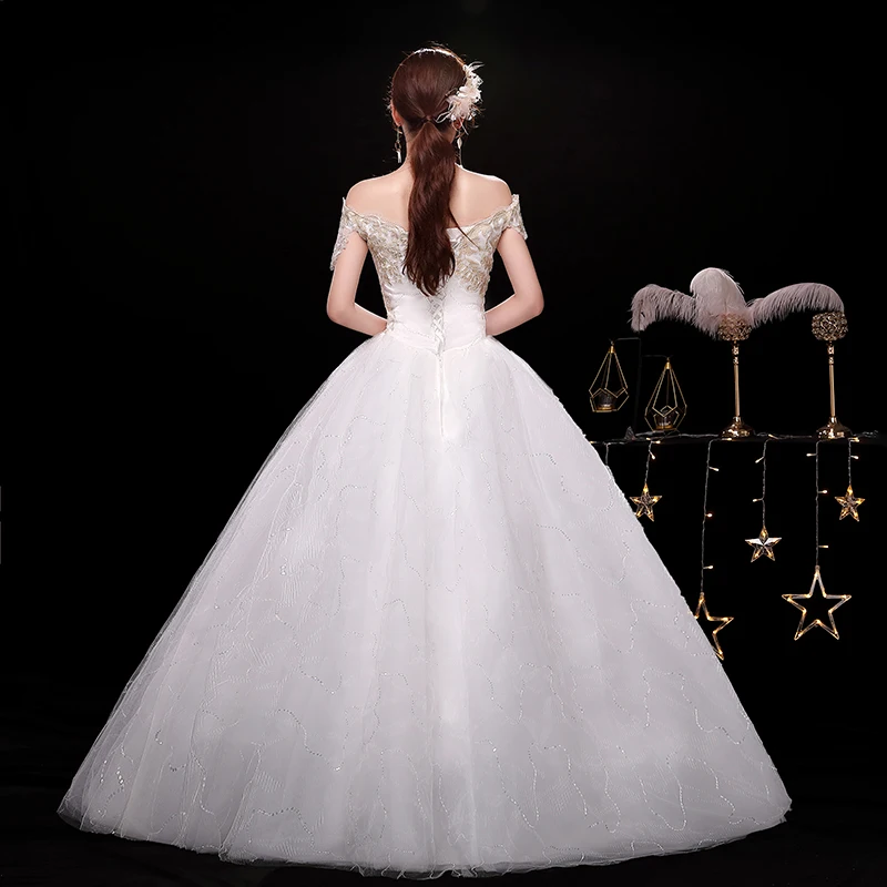Свадебное платье с вырезом лодочкой, Vestido De Novia, новое летнее стильное винтажное платье с открытыми плечами, кружевное бальное платье с открытой спиной, большие размеры