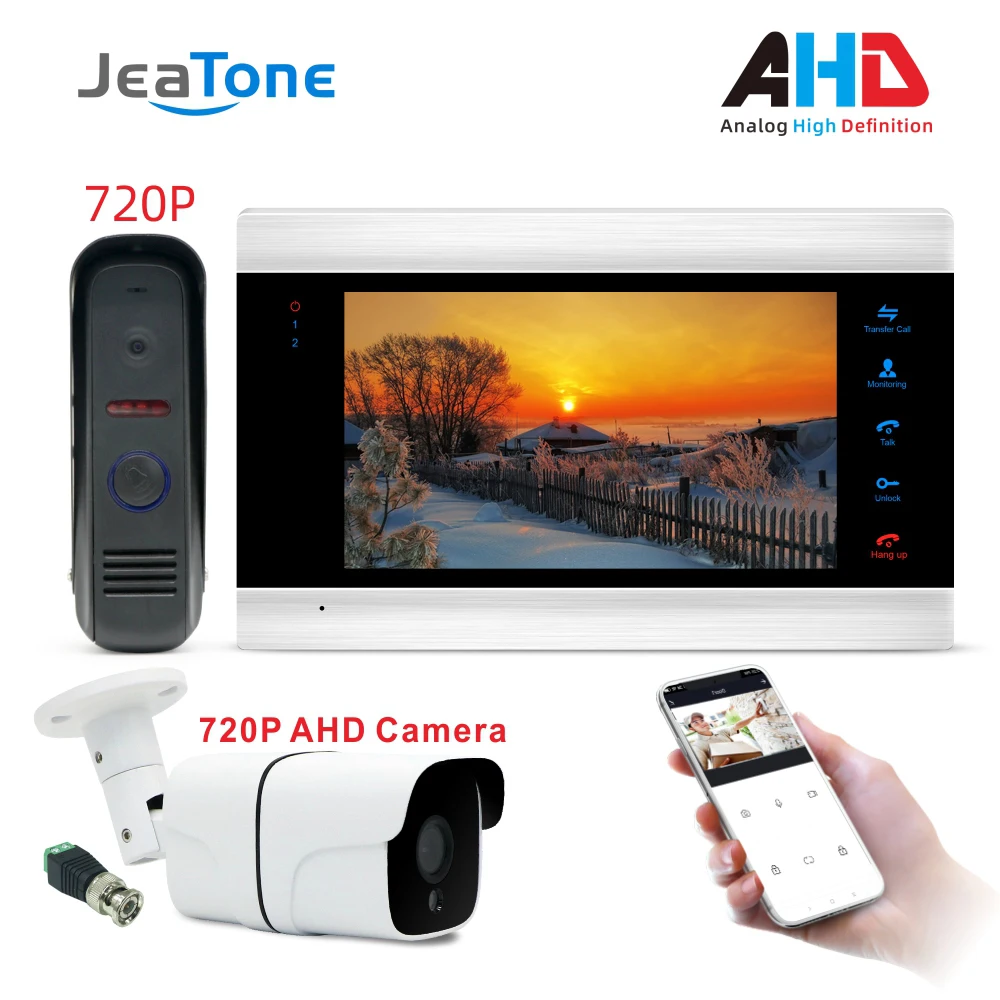 720 P/AHD " IP видео домофон с водонепроницаемой 1200TVL миниатюрный дверной звонок+ 720P AHD камера, поддержка дистанционного разблокирования - Цвет: A-P202S1M706S1-cam
