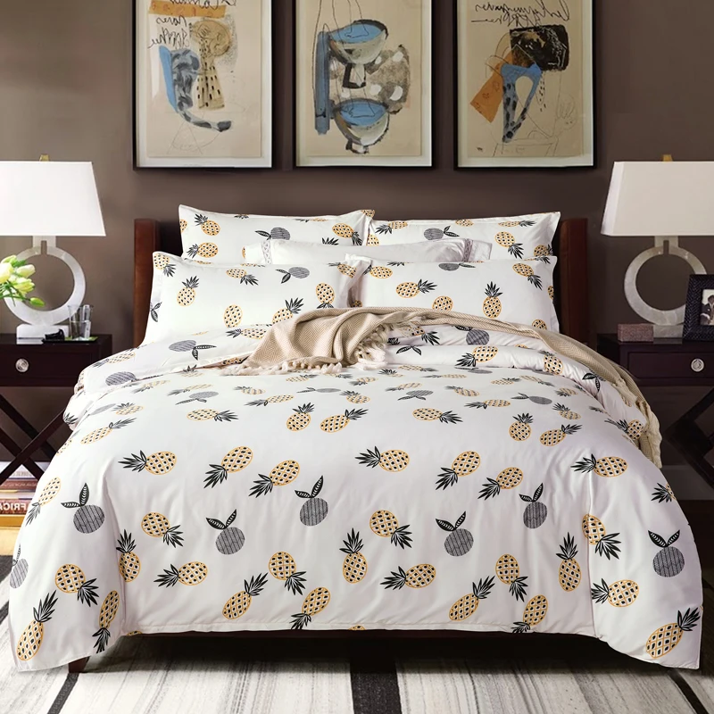 

Fruit pineapple Bedding Set Quilt Cover twin queen full King Size luxury adult duvet cover Set stripe and flower Bedclothes