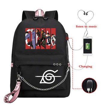 

Mochila Naruto Anime Backpack Schoolbag Obito Bookbag USB Charge Laptop Bagpack School Bags for Teenage Girls Kids Backpack Boys