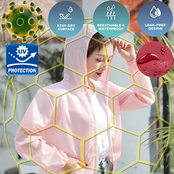 

TLD Protection Series women Windbreaker Ultra light thin Hooded skin Coat sunscreen clothing Virus isolation Quick Dry 237