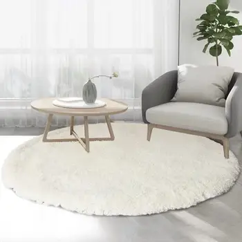 

Carpet Bedroom Living Room Sofa Decoration Soft and Comfortable Pure Color Simple Round Hanging Basket Coffee Table Bedside Mat