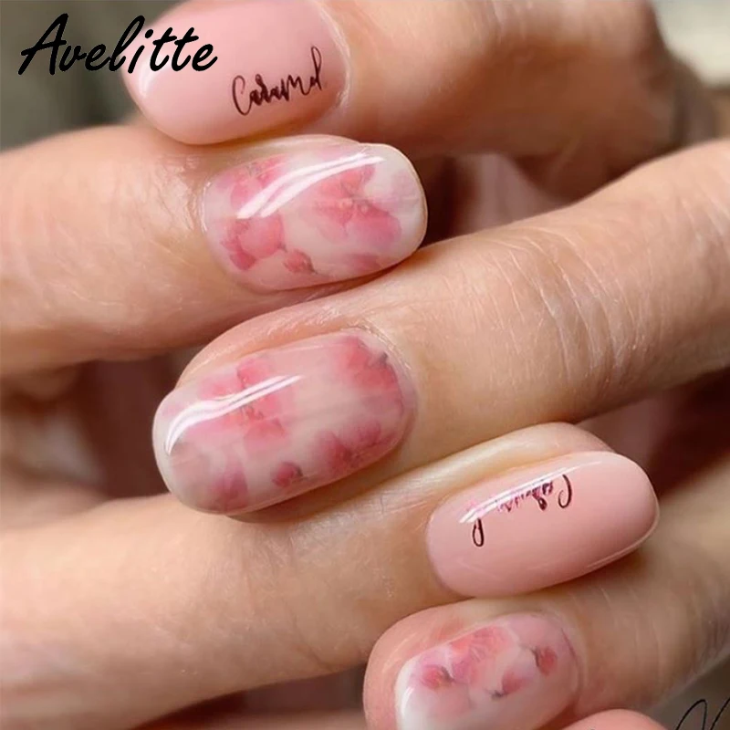 

Avelitte Ultra-thin Adhesive Nail Sticker Halo Translucent Dyeing Nail Flower Nail Sticker Phototherapy Nail Sticker