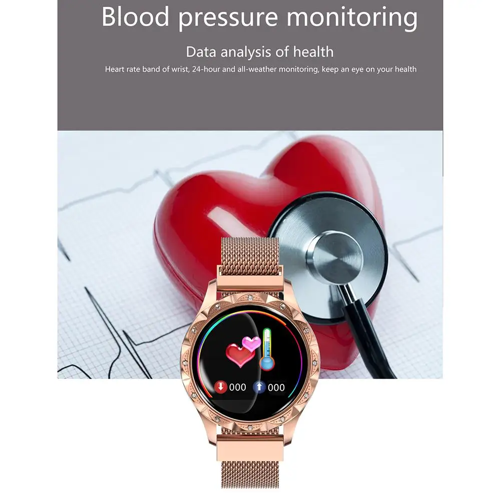 Смарт-часы для женщин IP67 Водонепроницаемый фитнес-трекер Браслет Пульс кровяное давление монитор сна часы для Android IOS D18