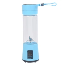 420Ml Portable Juicer Glass Bottle Juicer USB Rechargeable 6 Blades Juicer Smoothie Blender Machine Mixer Mini Juice Cup Blue
