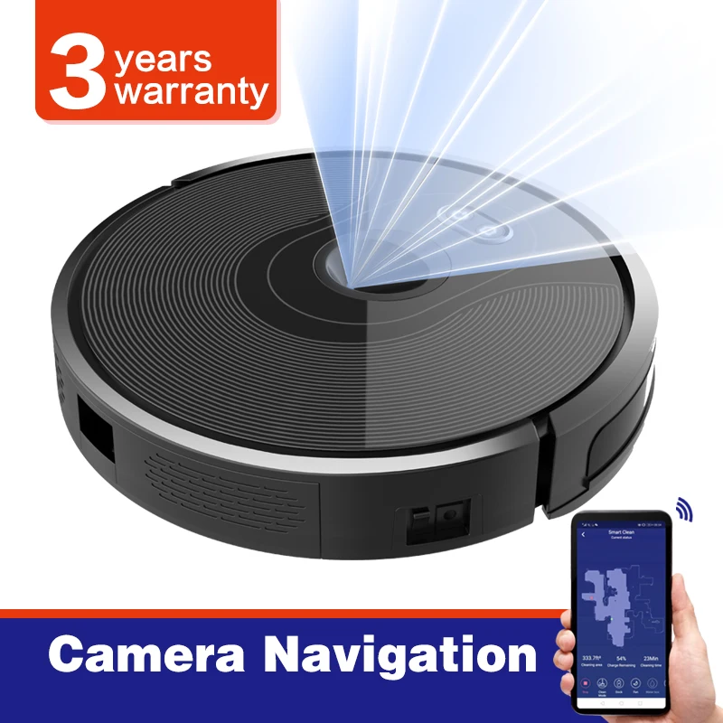 

ABIR Robot Vacuum Cleaner X6, Camera Navigation,Wifi App,Map Display,Remote Upgrade, Hand Draw Virtual Wall,Electric Water tank