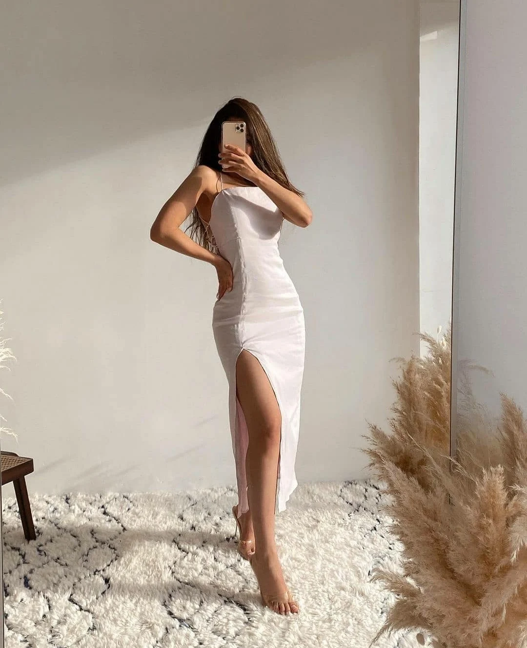 

Sexy Long Chiffon Halter Evening Dresses with Slit Spaghetti Criss Cross Back Floor Length Abendkleid Robes de Soirée for Women