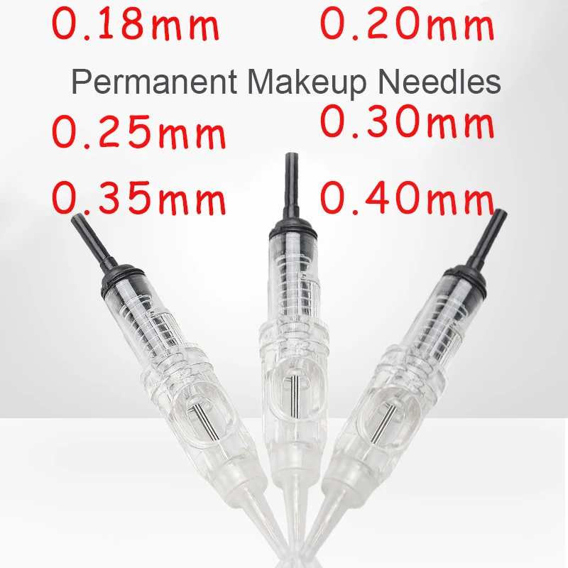 Картриджные иглы 1RL легко нажимаются Одноразовые стерилизованные Перманентный макияж картридж иглы Советы для бровей Губы Agulhas 0,18 мм