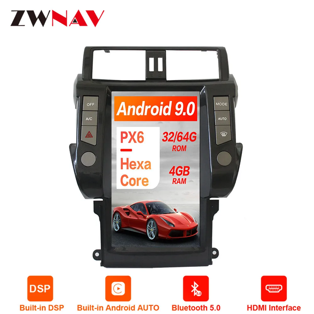 Android 9 Tesla стиль автомобиля gps навигация без DVD плеер для TOYOTA Land Cruiser Prado 10+ головное устройство Мультимедиа Радио магнитофон