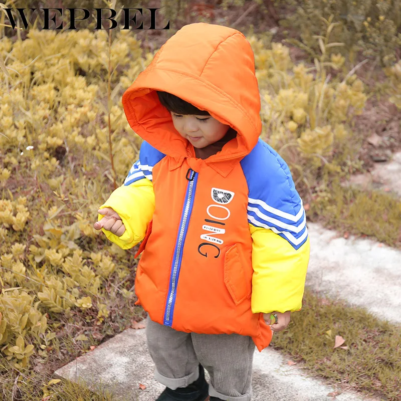 WEPBEL Hooded Boys Girl Winter Coat Solid Boy Girl Winter Jacket Warm Down Cotton Children Kids Winter Jacket OutWear