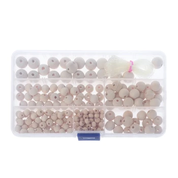 

220Pcs/Set Natural Round Loose Wood Beads Jewelry Making Bracelet Necklace With Box DIY Tool Decoration Accessories