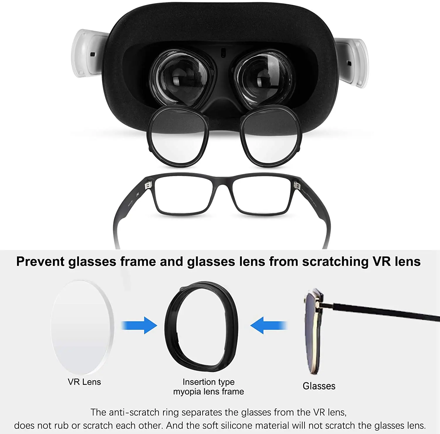1 Pair Anti-Blue Eyeglass Lens For Oculus Quest 2 VR Accessories Protective Glass Magnetic Glasses Lens For Quest2 Oculus Rift S_voghion.com