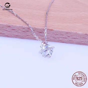 

925 sterling silver zircon planet necklace Female clavicle chain Wild fashion simple star pendant Silver necklace item 320