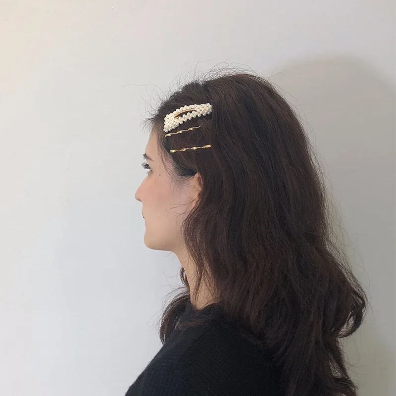 3 шт./компл. жемчужная металлическая женская заколка для волос комбинированная треугольная ромбовидная Золотая заколка в виде геометрических фигур заколки для волос аксессуары