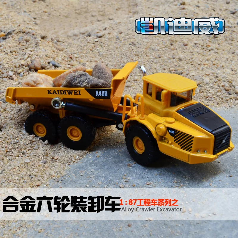 

1:87 high simulation alloy six-wheel engineering hinged loading and unloading truck model toys for children gifts