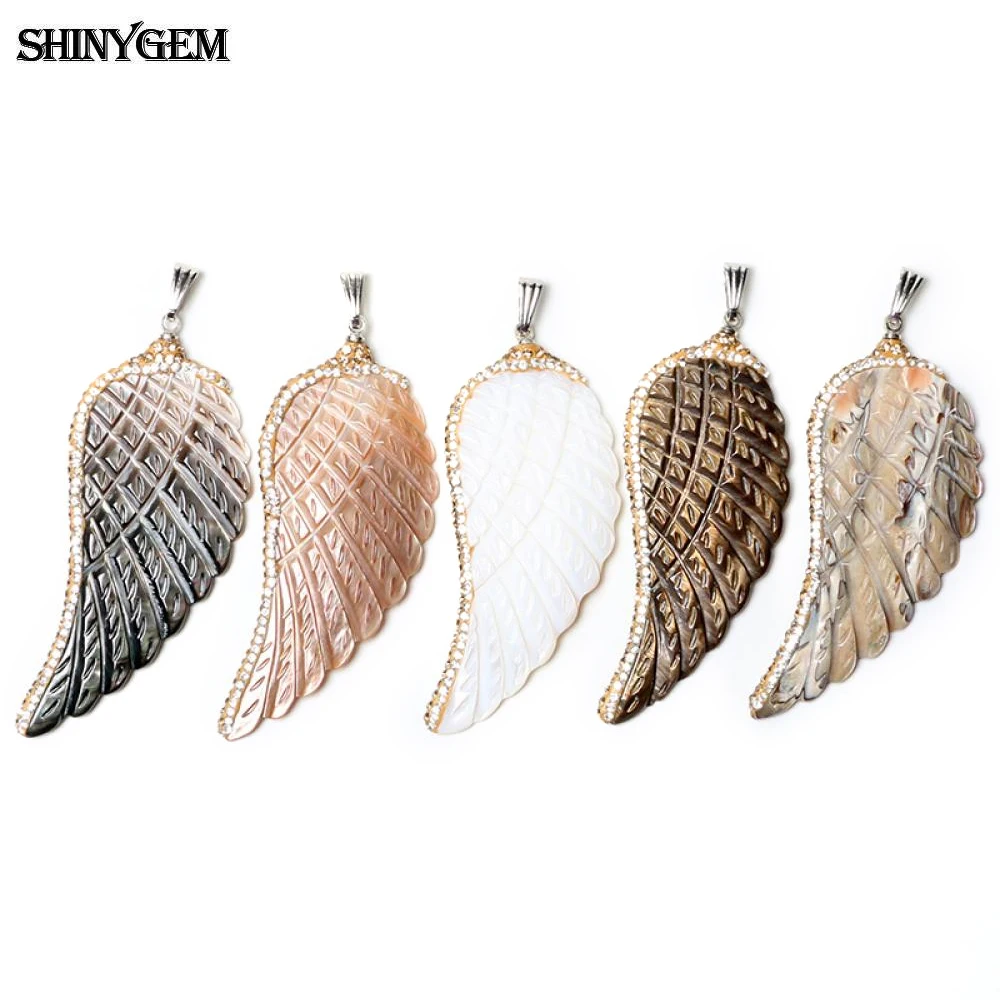 ShinyGem натуральный Абалон ракушка подвески крылья в винтажном классическом