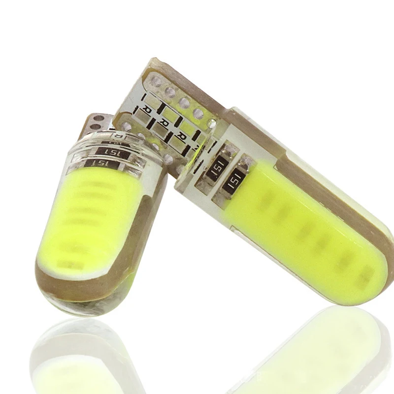 10 шт. T10 5W5 W5W светодиодный COB для интерьера автомобилей светильник 12V 12SMD автоматического поворота Wedeg сбоку Чтение номерного знака лампы белого цвета