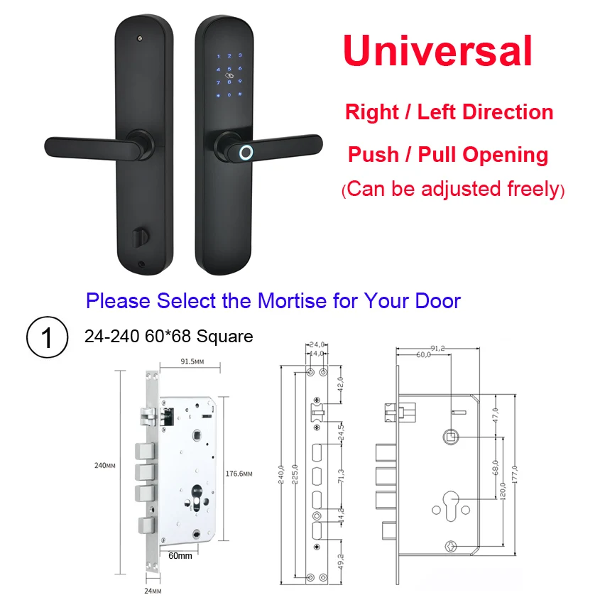 Black 6068 Square FREECAN Bluetooth Wifi электронный дверной замок с TTlock App, смарт-замок для защиты от отпечатков пальцев с rfid-картой код ключ разблокировка - Цвет: Black 6068 Square