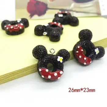 

5pcs 26*23mm Kawaii Flat Back Resin Mickey Head Charms Pendants For DIY Decoration Earrings Keychains Jewelry Accessories LL083