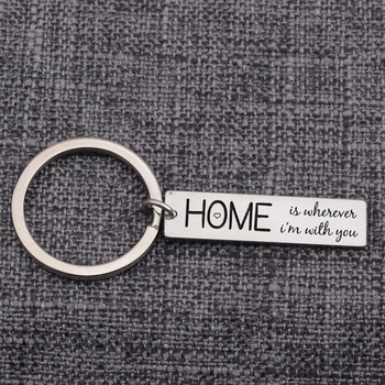 

Home Is Where I am With You Square Tag Keychain Bag Charm Home Love Keyrings Key Holder Llaveros Jewelry Trinket Lovers Gift