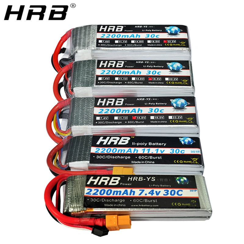 HRB 2200mah 2S 7 4 V Lipo Battery T Deans XT60 30C 3S 11 1 14 8 18 5 22 2 3 4S 5S 6S RC Drone FPV Airplanes Car Boat Parts|Детали и