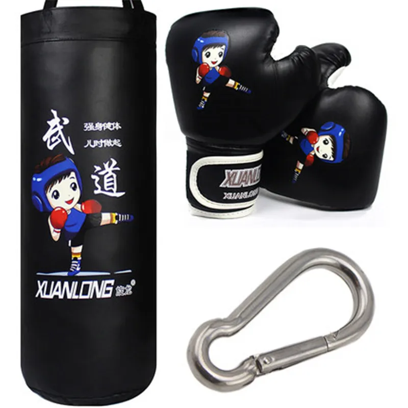 black taekwondo set Детский домашний боксерский мешок с перчатками, боксерский мешок с песком, тхэквондо, спортивный фитнес-тренажер, игрушка для детей - Цвет: black taekwondo set