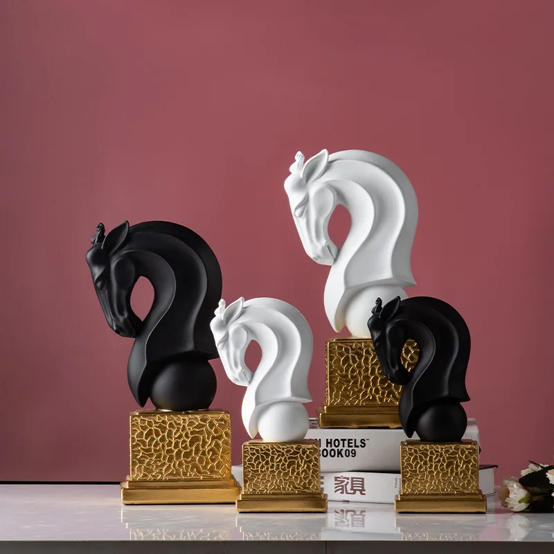 Скандинавская абстрактная простая черно-белая голова лошади предметы интерьера