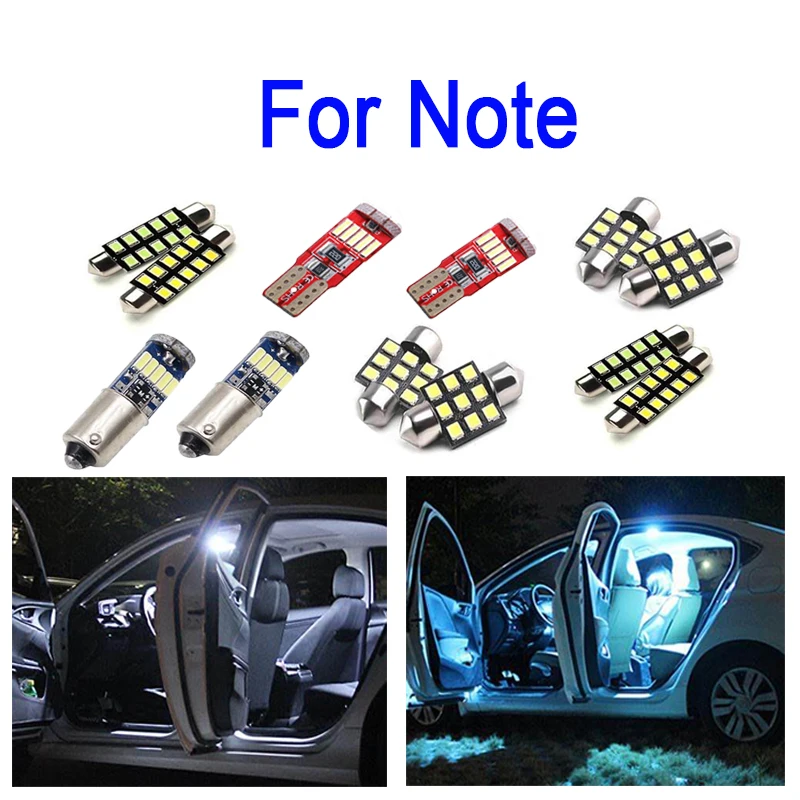 

8pc x High quality White Error Free LED Interior bulb map dome light kit For Nissan Note E11 E12 (2006-2018)