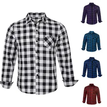 Litthing мужская клетчатая рубашка модная повседневная рубашка на пуговицах с длинным рукавом модная повседневная клетчатая рубашка Прямая поставка