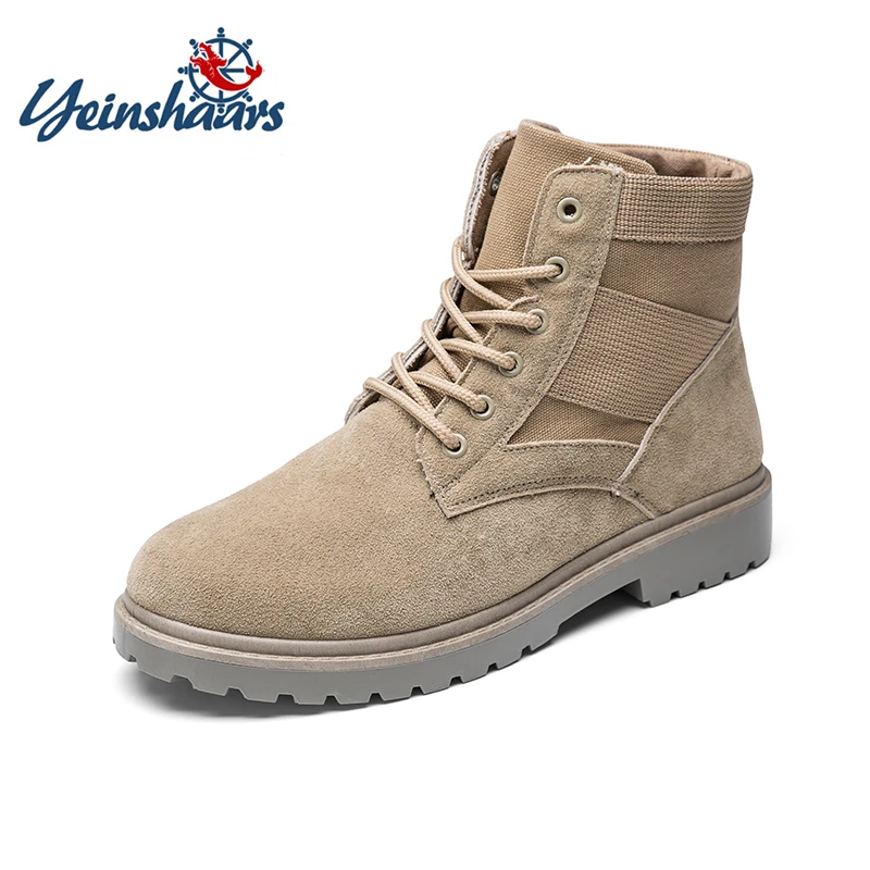 YEINSHAARS Autumn Winter New Arrival Men Work Boots Lace Up Breathable Casual Army Boots Ankle Botas Hot Fashion Men Desert Boot