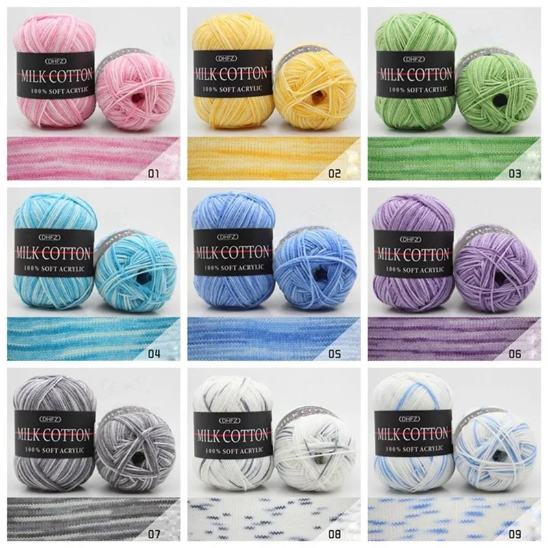 23Colors 50g Double Knitting Crochet Milk Soft Baby Cotton Wool Yarn Hand Knitted Yarn DIY Craft Knit Sweater Scarf Hat