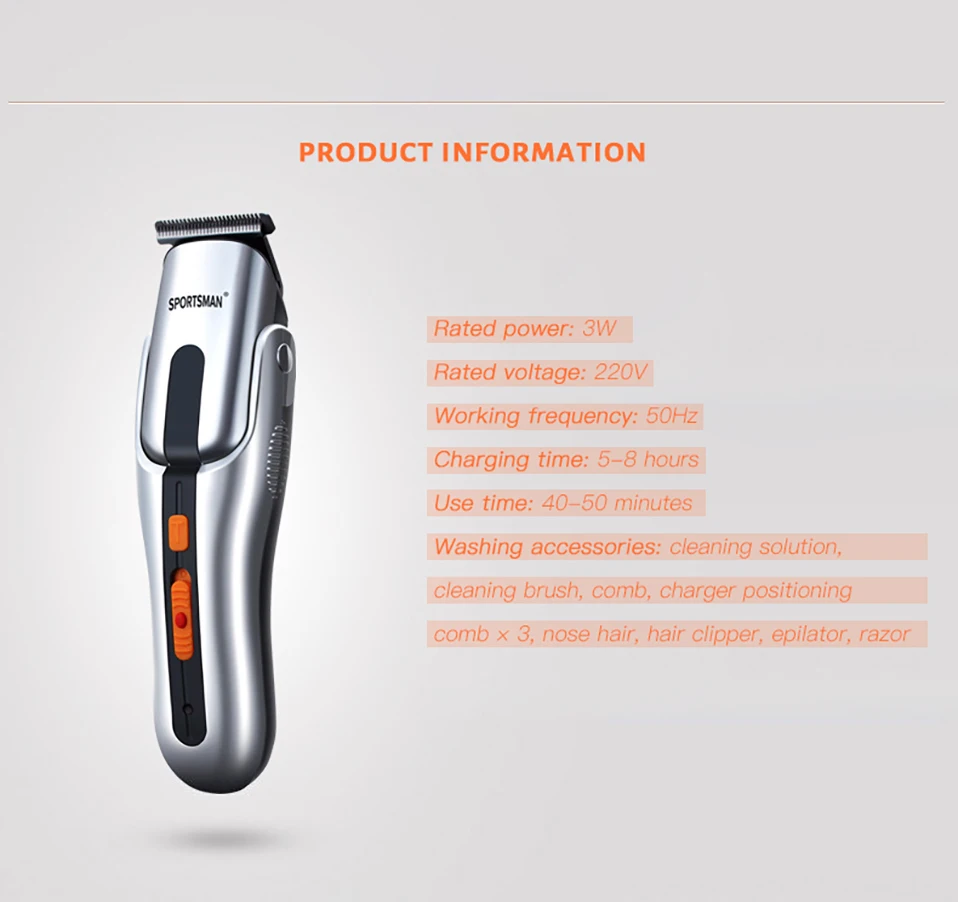 5-in-1 steel cordless electric clipper multi-function hair clipper professional barber tools rechargeable hairdressing tools