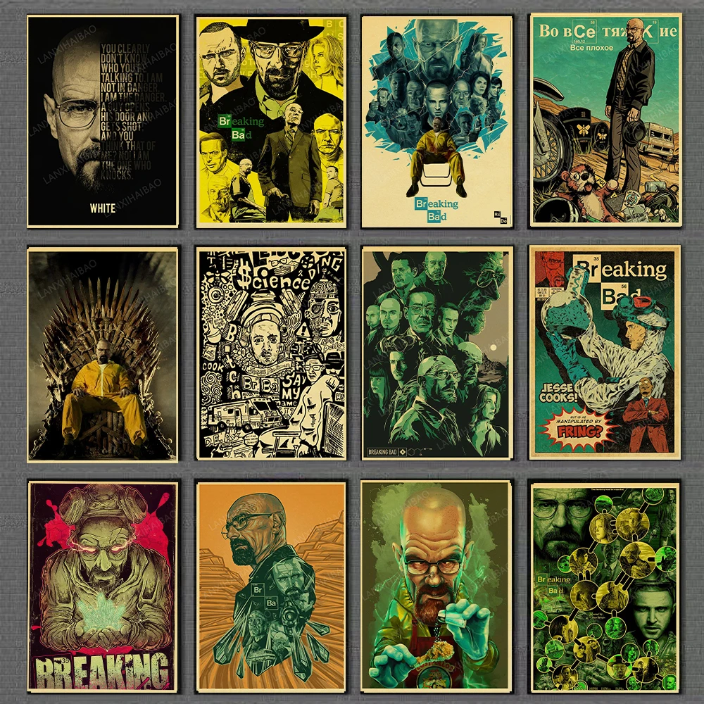 

buy 3 get 4 Breaking Bad Posters Movie Vintage Paper Poster Wall Painting Duvar Tablolar For Living /Kids Room coffee bar Home