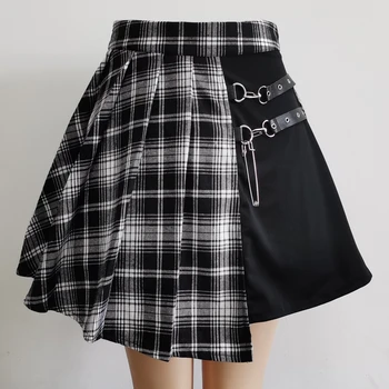 

2020 New Fashion Female Women Mini Skirts Casual Basic Fashion All Match Plaid Vintage Irregular High Waist College Wind skirt