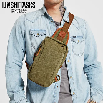 

Chest Pack New Style Men's Canvas Waist Pack Sports Casual Crossbody Bag Trendy Bag Men's Bag Retro Fashion Backpack