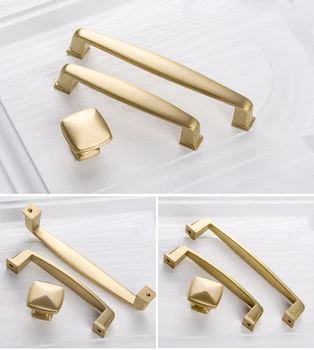 

5 Pack Kitchen Cabinet Pulls Brushed Brass Cabinet Knobs Handles Bathroom Drawer Pulls Modern Furniture Hardware Lot